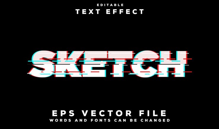 Vector efecto de texto de boceto estilo de fuente editable