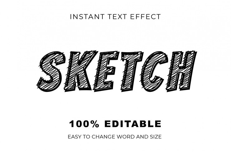 Vector efecto de texto boceto