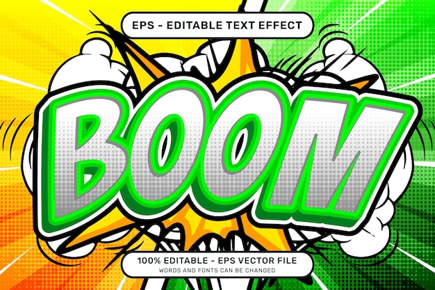 efecto de texto boom 3d y efecto de texto editable con un fondo retro
