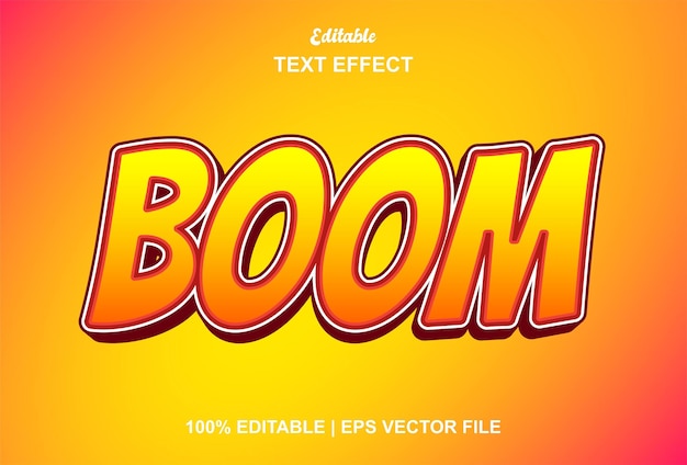 Efecto de texto boom con estilo gráfico naranja y editable.