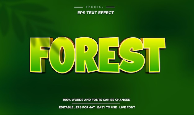 Efecto de texto de bosque 3d editable