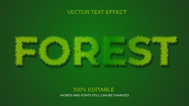 Vector efecto de texto de bosque vectorial realista