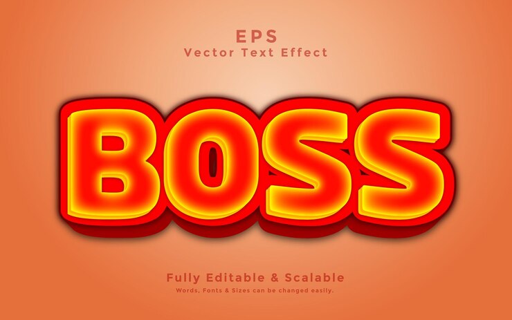 Vector el efecto de texto boss 3d es totalmente editable en illustrator vector