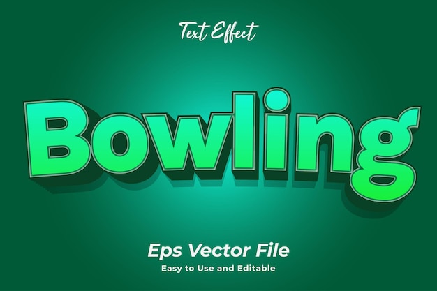 Efecto de texto bowling editable y fácil de usar vector premium