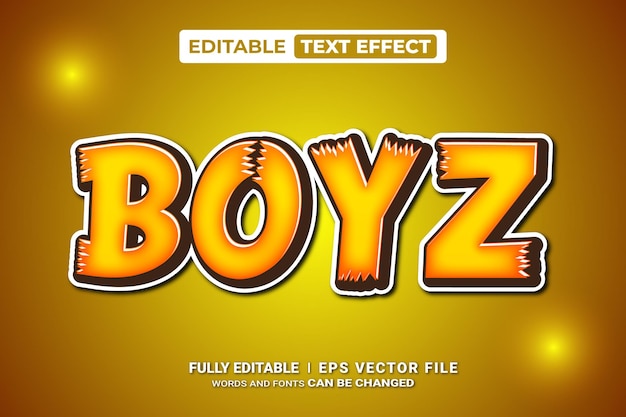 Vector efecto de texto boyz estilo de fuente editable