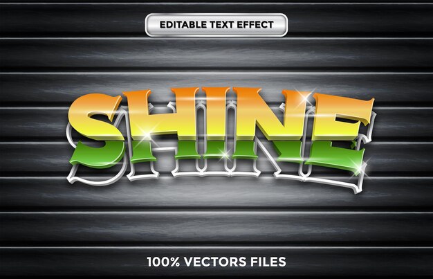 Vector efecto de texto brillante 3d vector premium