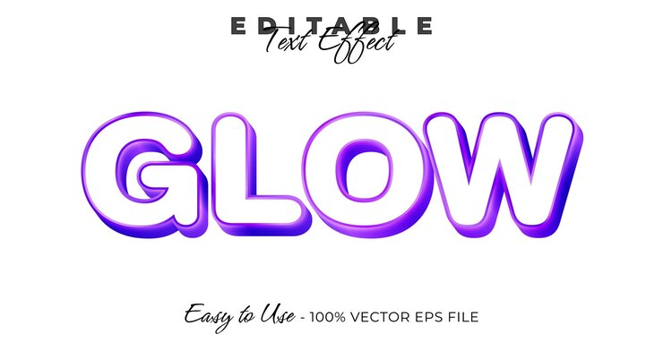 Vector efecto de texto brillante gradiente gráfico estilo texto editable