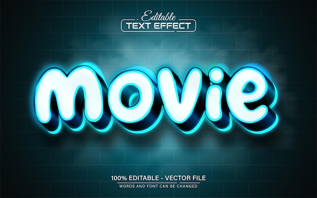 Efecto de texto brillante de neón azul de la película editable