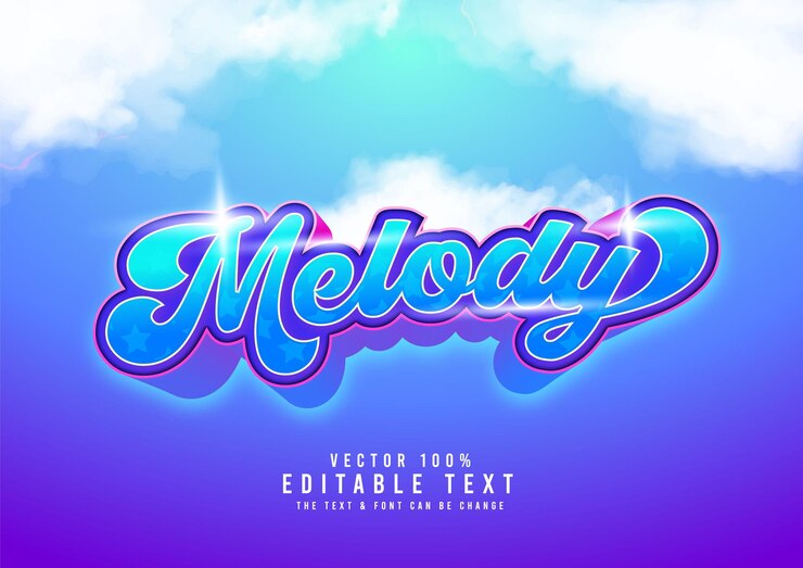 Vector efecto de texto de brillo divertido de melodía free vector