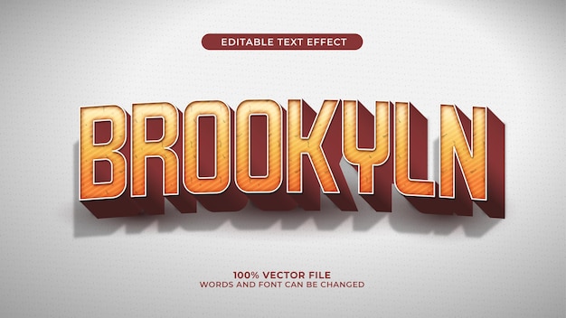 Efecto de texto de Brooklyn estilo retro y vintage 3d
