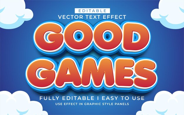 Efecto de texto de buenos juegos editables en 3D
