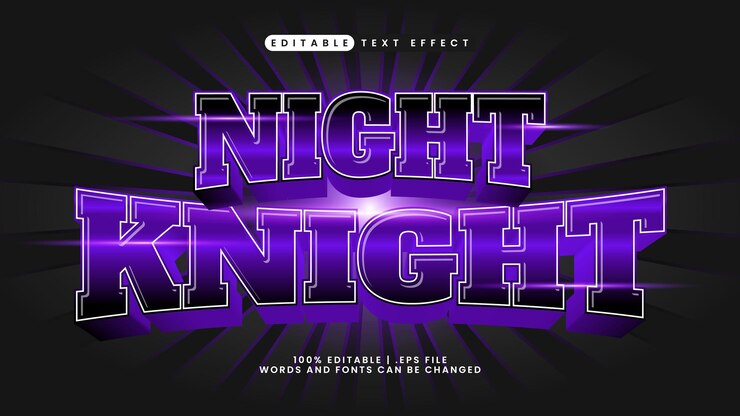 Vector efecto de texto del caballero de la noche