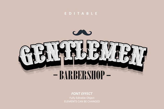 Vector efecto de texto de caballeros de la barbería