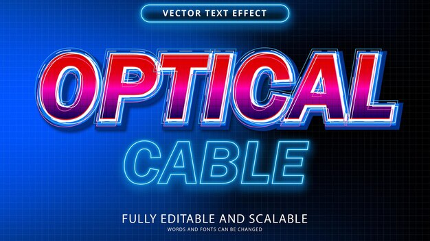 Efecto de texto de cable óptico archivo eps editable