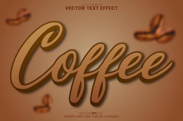 Vector efecto de texto de café 3d premium