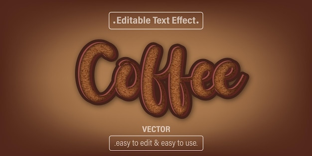 Efecto de texto de café, estilo de texto editable.