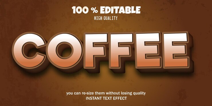 Vector efecto de texto de café estilo de texto editable