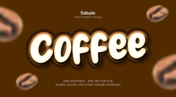 Vector el efecto de texto de café simple y único.