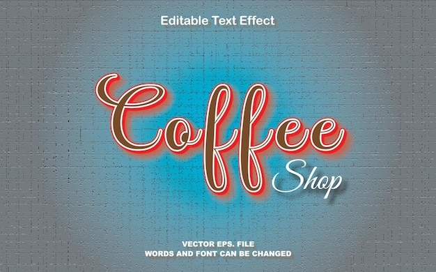 efecto de texto de cafetería, efecto de texto de café, efecto de texto vectorial editable en 3d de café,