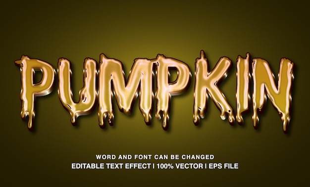 Vector efecto de texto de calabaza brillante