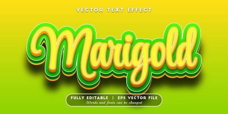 Vector efecto de texto caléndula con estilo de texto editable