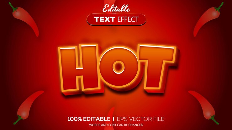 Vector efecto de texto caliente 3d efecto de texto editable