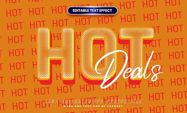 Efecto de texto caliente de color naranja para bocadillo o título de comida dibujos animados 3D editables