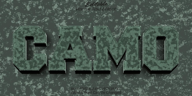 Efecto de texto de camuflaje Editable Alfabeto Uniforme del ejército Camuflaje de batalla Militar