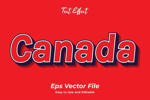 Efecto de texto Canadá Editable y fácil de usar vector premium