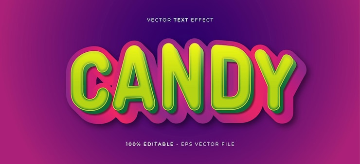 Vector efecto de texto candy diseño editable