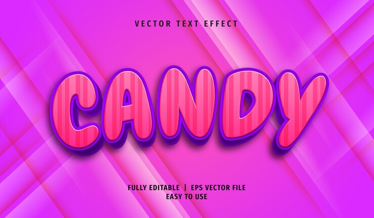Vector efecto de texto de caramelo 3d, estilo de texto editable