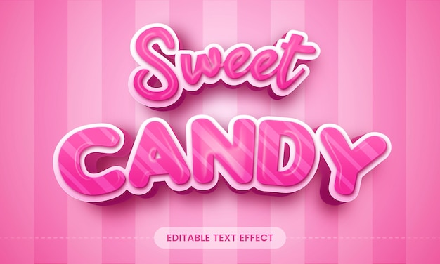 Efecto de texto de caramelo dulce Estilo de fuente elegante rosa 3d elegante editable perfecto para el elemento de San Valentín