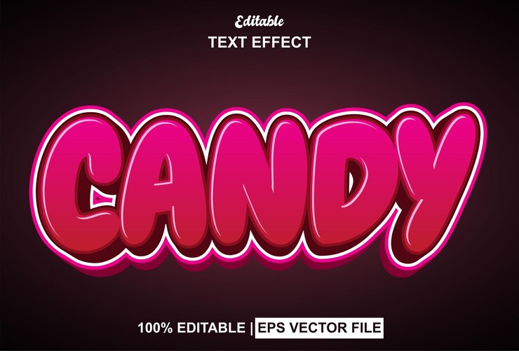 Vector efecto de texto de caramelo con estilo 3d y editable.