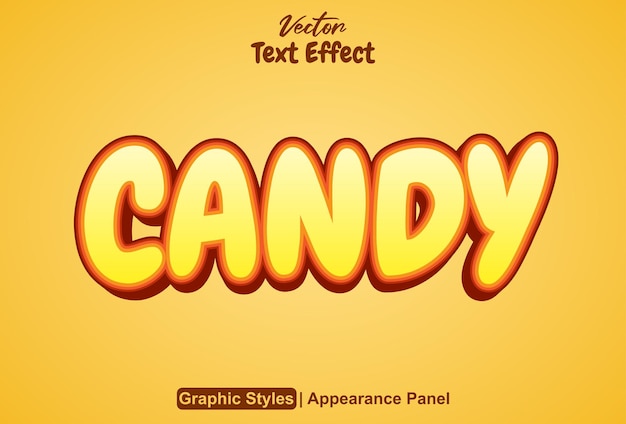 efecto de texto de caramelo con estilo gráfico naranja y editable