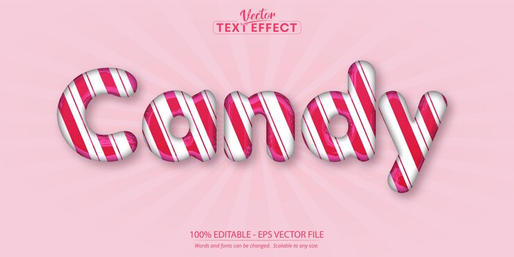Vector efecto de texto de caramelo estilo de texto de cómic y dibujos animados editable