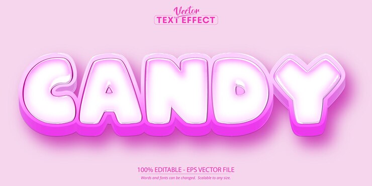 Vector efecto de texto de caramelo estilo de texto de cómic y dibujos animados editable