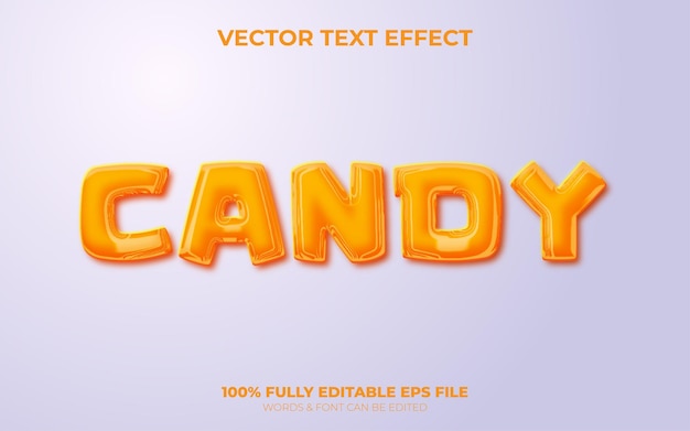 Efecto de texto de caramelo naranja 3d realista vectorial editable