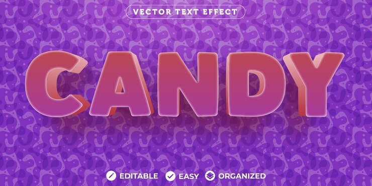Vector efecto de texto de carameloefecto de texto de fuente totalmente editable