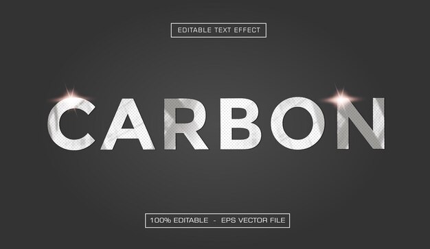 Efecto de texto de carbono con estilo plateado