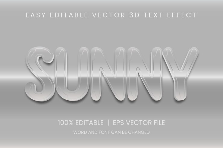 Efecto de texto de caricatura editable, fuente de efecto de texto 3d editable de día soleado vectorial