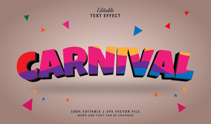 Vector efecto de texto de carnaval estilo de efecto de texto editable