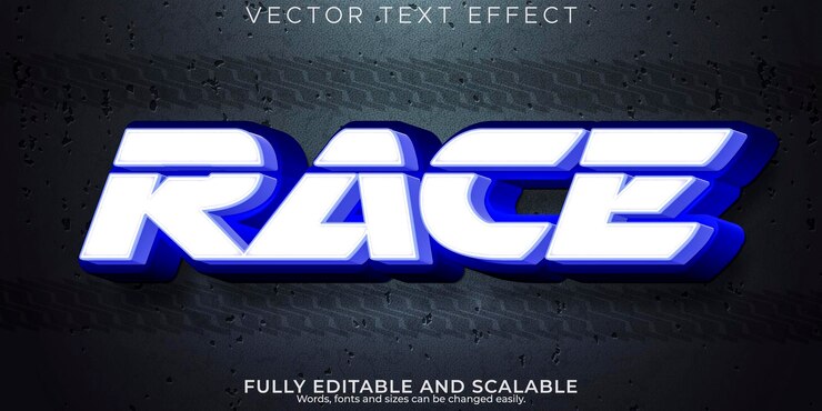 Vector efecto de texto de carrera de velocidad editable rápido y estilo de texto deportivo