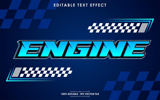 Efecto de texto de carreras de motor editable con un fondo de temática de carreras
