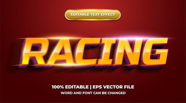 efecto de texto de carreras realista de vector efecto de texto editable