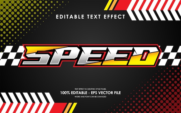Efecto de texto de carreras de velocidad editable con un fondo temático de carreras