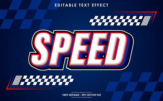 Efecto de texto de carreras de velocidad editable con un fondo temático de carreras