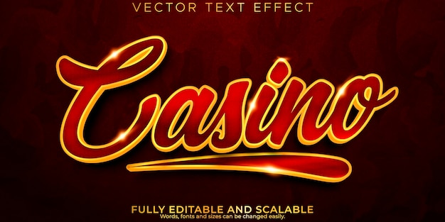 Efecto de texto de casino estilo de texto real y vegas editable