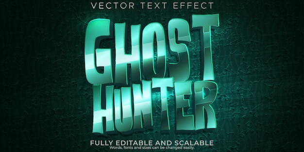Efecto de texto de cazador de fantasmas horror editable y estilo de texto aterrador