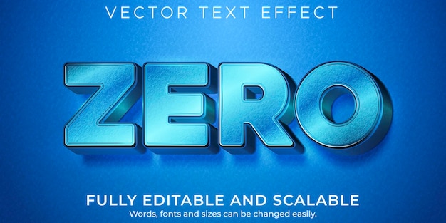 Efecto de texto cero metálico, estilo de texto brillante y elegante editable