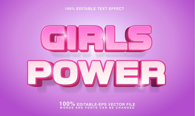 Vector el efecto de texto de las chicas de poder color rosa